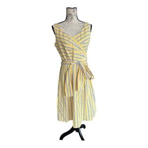 Talbots Sunny yellow striped cotton dress size 10